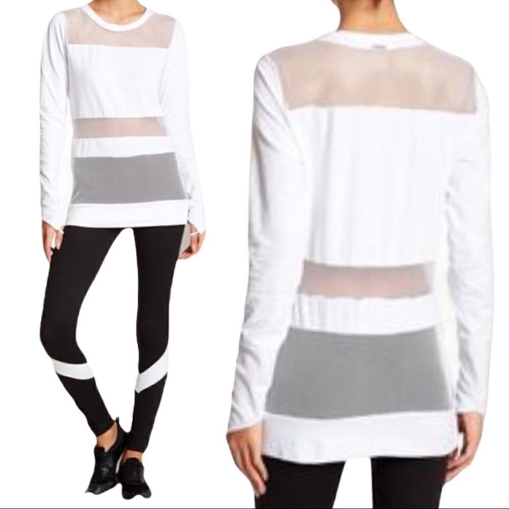 Badgley Mischka Sport White Mesh Paneled Sports Top Sz XS